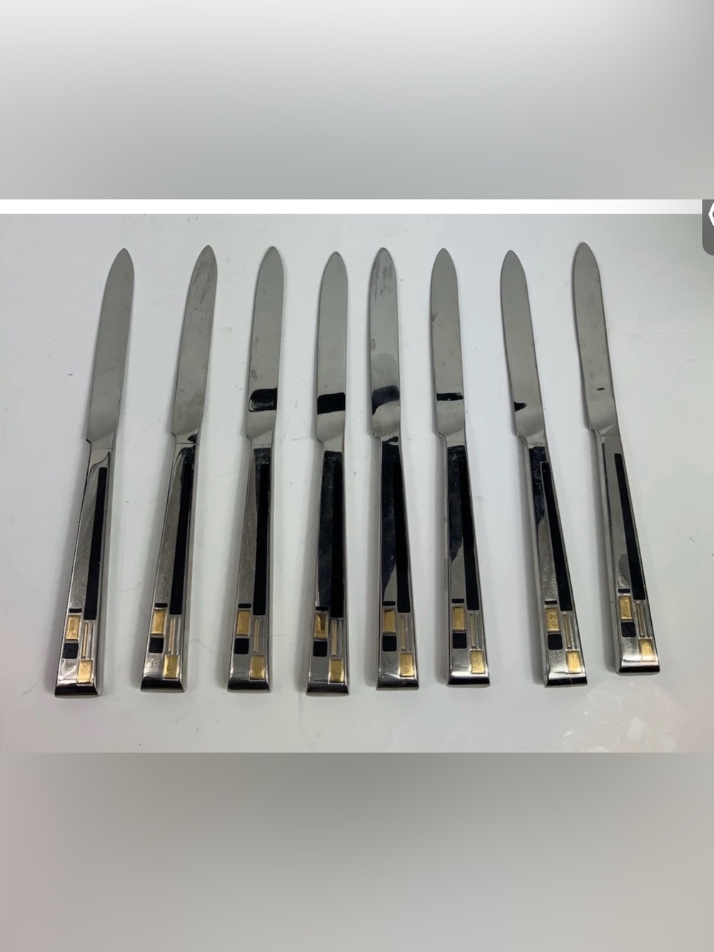 Kirk Stieff Cloisonne Composition Dinner Knives Set of 8 Japan Stainless 18/8